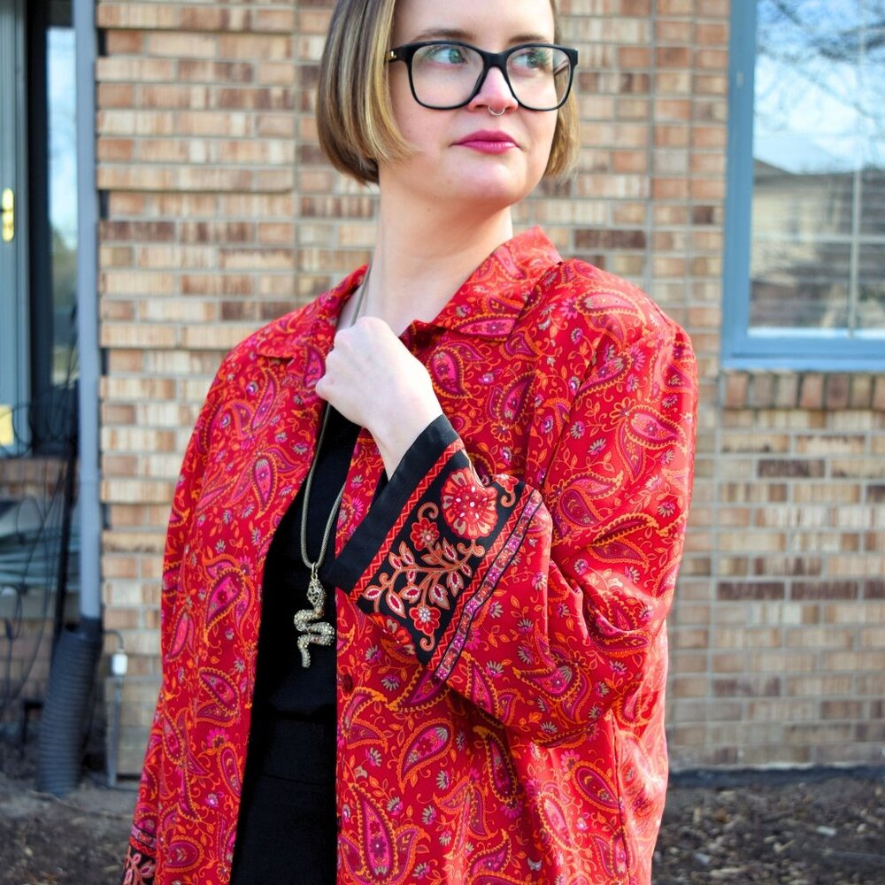 Red Paisley Long Sleeve Buttons Down